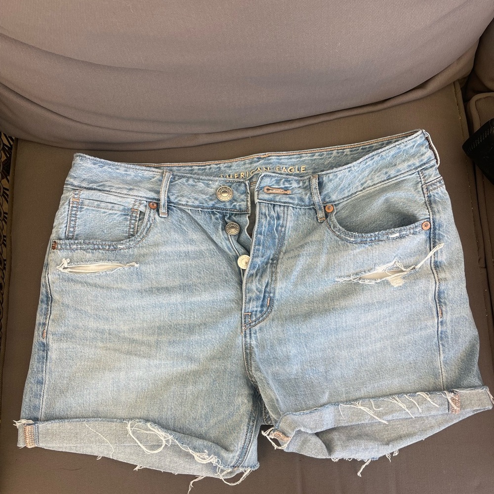 American Eagle Outfitters Light Wash Distressed Denim Shorts